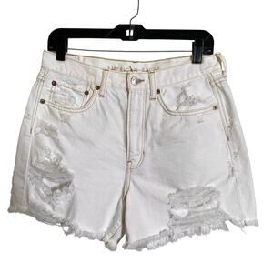 American Eagle 90s Boyfriend Short Denim Jeans Shorts Womens 6 Distressed Beige